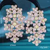 Boucles d'oreilles Godki 45 mm peigne de fleur de luxe Boucle d'oreille pour femmes cubic zircon robe fiançailles fête mariée d'été de mariée