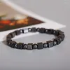 Strand Fashion Cube Black Beads Men's Armband Homme Pulseras Hombre Handmade Natursl Stone Set Jewelry Gift