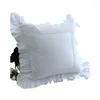 Pillow Case Korean Cotton Solid White Cushion Covers Ruffles Cake Layers Cases Princess Romantic Pink Lace