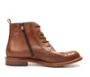 Stivaletti brogue cargo britannici stile intagliato con lacci in pelle pieno fiore, stivaletti western da uomo vintage fatti a mano