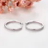 Hoop Earrings TONGZHE Korean Shinning Crystals For Women 925 Sterling Silver Pink Zircons Girls Statement Jewelry Brinco