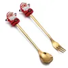 Conjuntos de utensílios de jantar 2pcs/conjunto de colher de Natal Decorações de ano para festas para festas em casa Decoração de mesa Cartoon Ornamento 2023 Presentes de Natal