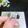 Cluster Rings Boeycjr 925 Silver 1ct/2ct/3ct f Color moissanite vvs Обручальное свадебное кольцо для мужчин для мужчин