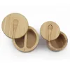 Storage Bottles Bamboo Seasoning Box With Spoon Lid Pepper Spice Pot Magnetic Suction Single Cell Salt