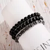 Strand Fashion Cube Black Beads Men's Armband Homme Pulseras Hombre Handmade Natursl Stone Set Jewelry Gift