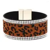 Bangle Charm Bangles For Women Leopard Leather Wrap Bracelet Fashion Bracelets & Pulseira Magnetic Buckle Jewelry Accessories