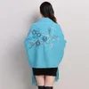 Women's Knits 2022 Autumn Winter Plus Size Embroidery Batwing Sleeve Poncho Women Overwear Coat Floral Cloak Cardigans Sweater With Tassel