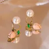 Stud -oorbellen eenvoudige tulpen parel voor vrouwen elegante bloemoorring vrouwelijke esthetische sieraden accessoires Koreaanse geschenken