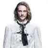 Papillon Gotico Cravatta da uomo Camicia vittoriana in pizzo bianco nero con volant formale punk