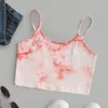 Frauen Tanks Frauen Modekrawatte Dye Print Tanp Top Weste Sommer Ärmel und sexy Crop Tops gerippte Strick -Tunika -Freizeit Basis BH