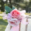 Chair Covers Wedding Decoration Burlap Table Runner Sash Hessian Flowers Party Cover Decor Rose Imitation Flower