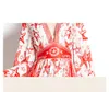 Womens Boutique Flare Sleeve Dress 2023 Printemps Automne V-neckf Imprimé Maxi Dress Haut de gamme Tendance Lady Robes Longues Piste Robes De Vacances