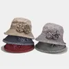 Women Sun Bucket Cap Ladies Beach Seaside Hat Sunscreen Hats Foldable Flower Basin Caps Vintage Female Hat