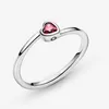 Red Tilted Heart Solitaire Ring Real Sterling Silver med originall￥da f￶r Pandora Br￶llopsmycken f￶r kvinnor Girls Cz Diamond Engagement Present Rings Set