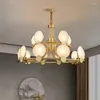 Pendant Lamps Natural Marble LED Chandeliers Livingroom Restaurant Bedroom Lighting Fixtures Brass E14 Bulb High Quality Luminaire