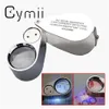 Cymii Watch Repair Tool Metal Jeweller LED Microscope Maglisifier Maglifygl Glass Loupe UV Light with Plastic Box 40x 25mm294b