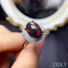 Bagues de grappe Bague en opale noire naturelle de luxe Réel 925 Bijoux en argent fin Pierres précieuses de grande taille Bonne pierre de naissance secrète de feu coloré