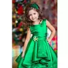 Robes de fille formelle vert émeraude filles robe de concours Lolita haute basse princesse fleur pour les mariages belle robe de Communion pour enfants