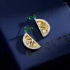 매달린 귀걸이 디자이너 실버 바늘 창조 과일 지르콘 신선한 레몬 해변 파티 선물 보석