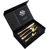 Flatware Sets Zoseil 24Pcs Dinnerware Set 304 Stainless Steel Gold Cutlery Knife Forks Spoon Mirror Silverware Western Tableware