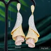 Dangle Earrings Godki Original Luxury Rose Flower Prendant for Women Wedding Party Jewelry مجوهرات عالية الجودة