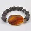 Strand BOROSA 5 PCS Plaqué Or Onyx Agate Titane Druzy Bracelet Élastique Couleurs Mélangées Bijoux Gemmes Bracelet Pour Femmes G2006