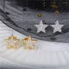 Orecchini a bottone carino stella lucida insolita per le donne 2022 tendenza zircone stile coreano moda accessori per le orecchie gioielli regali