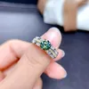 Anillos de racimo Crujido Anillo de moissanita verde para mujeres Joyería Compromiso 925 Plata de ley Fiesta Año Regalo 1CT Diamante de laboratorio