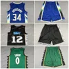 2022 23 New Jayson Tatum Basketball Jersey 34 Giannis 12 Ja Morant Mens Jerseys cosido Green Men Basketball Shorts