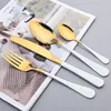 Flatware Sets Zoseil 24Pcs Dinnerware Set 304 Stainless Steel Gold Cutlery Knife Forks Spoon Mirror Silverware Western Tableware