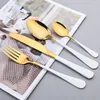 Conjuntos de talheres Zoseil 24pcs Conjunto de jantares 304 Faca de faca de ouro de aço inoxidável Forks Spoon espelho Terrechware Western Tableware