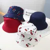 Hattar 2022 barn Panama hink Cherry Print Fisherman Hat Summer Sun For Childen Reversible Fishing Cap