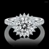 Wedding Rings Wonderful 925 Sliver White Color Roung Shape Moissanite Diamond Flower