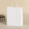 Förvaringspåsar Allmänt gåva shopping plagg fyrkantig papper packning väska hållbart handtag återvinningsbart kraft flera färgval