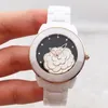 女性セラミックウォッチ3D Camellia Fashion CasuaryWomen'sQuartz Analog Wrist Watch Gift266f