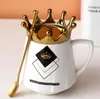 Muggar Coffee Mug Crown Cup Luxury Nordic Cups With Spoon Water Bottle Ceramic Milk till Breakfast and Girl Gift