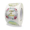 Embrulhado de presente adesivos de rótulos de casamento feliz 38 mm decoração de flor redonda seleamento adesivo de candy favores boxes rótulo papelaria