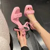 Sandales dames avec talon tissé mot ceinture été noir à talons hauts mode tout-match confortable chaussures pour femmes