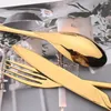 Flatware Sets Terprun Cutlery Set Stainless Steel Kitchen Black 4/6Set Tableware Mirror Dinnerware Spoon Fork Knife Silverware Dishwasher