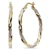 Hoop Earrings Classic Round Inlaid White Zircon Trendy Jewelry 2022 Exquisite Two Tone Metal Wedding For Women