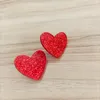 Stud Earrings KUGUYS For Women Girls Acrylic Cute Red Glitter Heart Fashion Festival Party Jewelry Accessories