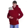 Herrtröjor män vinter höst baby bärare hoodie zip up moderskap känguru huvtröja tröja pullover 2 i 1 multifunktionella bärare