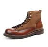 Stivali da trekking stile vintage in pelle pieno fiore da uomo Cargo Boot da uomo Martin Shoes 141