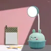 Bordslampor Desk Lamp Cartoon USB Laddning av plastläsning Ögonskydd Studie Nattljus för sovrum