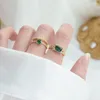 Cluster ringen romantische luxe keten groen zirkon open ring dubbele boog kubieke zirkonia dames sieraden bruids accessoires