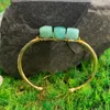 Bangle Amazonite Bracelet Gold High Quality Copper Raw Crystal Cuff Jewelry Accessories Quartz Gift