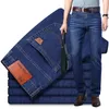 Jeans masculinos 2022 Alongamento FIT Regular Business Casual estilo clássico moda jeans calças masculinas Black Blue Light