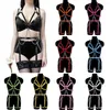 Ceintures Harnais Pour Ceinture Femme Chaîne En Métal Accessoires Punk Goth Cuir Sexy Fétiche Corset Lingerie Ensemble Dance Rave Costume Jarretières