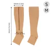 Sports Socks 1 Pair Unisex Open Toe Compression Men Women Support Knee Zipper Anti-Fatigue Stretchy Sox Nursing Stockings