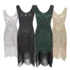 Casual Dresses Plus Size XS-4XL Vintage 1920s Flapper Great Gatsby Dress 2022 Fancy Costumes V-Neck ärmlös paljettfest